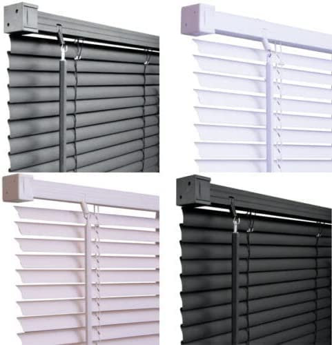 PVC Venetian Blind Blinds Easy Fit Curtains Trimmable Fittings Windows Treatment Shutters Twist Open Close (Black, 90x150)
