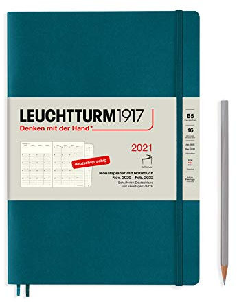 LEUCHTTURM1917 362117 Monatsplaner Composition (B5) Softcover, 16 Monate, Pacific Green, Deutsch