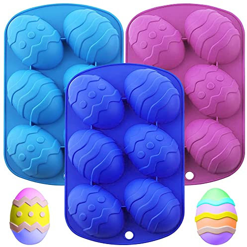 SUNSK Ostereier Silikonform Ostern Seifenform Silikon Kuchenform Easter Backformen für Heiße Schokoladen Gelee Mousse Handgemachte Seife Form 3 Stück