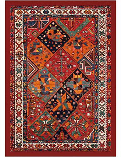 SpazioTessile Tappeti Orientali Antichi Antiscivolo Riproduzioni Shirvan e Bakhtiari Arancio (Bakhtiari, 108x154)