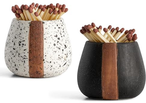 Amarcado Keramik-Streichholzhalter mit Schläger, 2 Stück, Kamin-Dekorationen, Match-Striker-Glas für niedliche und ausgefallene Streichhölzer – Streichhölzer nicht im Lieferumfang enthalten