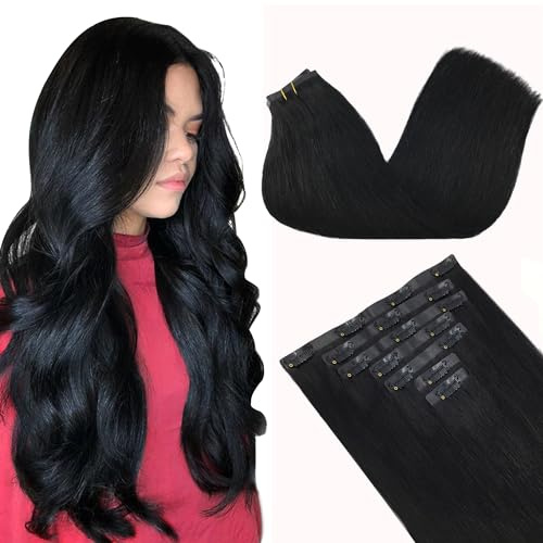 GOO GOO Nahtlose Clip-in-Haarverlängerung, Echthaar, Remy-Extensions