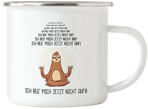 Hey!Print Ich Reg Mich Nicht Auf Emaille Tasse Lustig Spruch Ironie Faultier Geschenk-Idee Bürokollegen Chillen