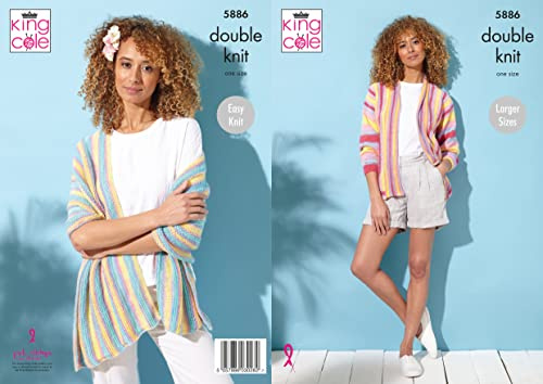 King Cole Tropical Beaches DK Knitting Pattern Wrap and Jacket 5886