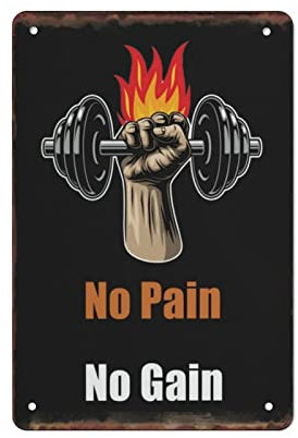 Vintage Metallschild Gym Fitness No Pain No Gain Blechschild Eisen Malerei Küche Badezimmer Garage Bar Cafe Man Cave Wand Home Decor Art Poster Outdoor Plaque Neuheit Geschenke
