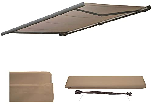 Mendler Ersatz-Bezug für Markise T123 - Polyester Sand | Vollkassette, Ersatzbezug, Sonnenschutz, 4,5x3m