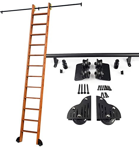 Schieberleiter-Hardware-Kit für Bibliothek (keine Leiter) 3,3 Fuß- 20 Fuß Rolling Rail Kit, Rundrohr Mobile Ladder Gleis mit Bodenrollenrad, für Home/Innenräume/Loft ( Size : 200cm Gleisbausatz )