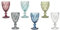 Set 6 bicchieri a calice acqua in vetro colorato modello diamante per acqua, vino, bibita per lavastoviglie (multicolore)