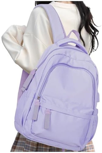 HYC00 Zaino Scuola Superiore Media Ragazza Zaini Scolastici Zainetto Casual Daypack Backpack Unisex Zaino Università Donna Per PC Portatile 14 Pollici Laptop Bag per Viaggio Lavoro Scuola, Viola
