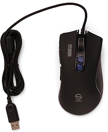 Celly, Mouse con Filo Line Linea Sparco, Mouse Ergonomico Ideale per Gaming Prolungato, Click Silenzioso, DPI e Illuminazione Regolabili dal Mouse, Tasti con Funzione Avanti e Indietro