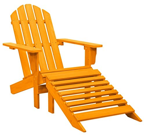 homiuse Adirondack-Gartenstuhl Massivholz Tanne Orange Adirondack Chair GartenmöBel Adirondack Stuhl Loungesessel GartenstüHle Armlehnstuhl Gartenstuhl Schaukelstuhl Holz Fußstütze 70x147,5x88,5 cm