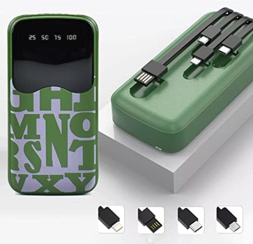 POWER BANK 40000mAh RICARICA VELOCE, POWER BANK CON 4 CAVI USB TYPE-C MICRO USB, CARICATORE PORTATILE PER CELLULARE, COMPUTER - DISCORAMA® (40000 MAH)