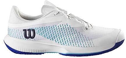 Wilson Herren KAOS Swift 1.5 Clay Sneaker, White/Blue Atoll/Lapis Blue, 44 2/3 EU