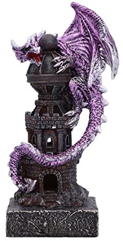 Nemesis Now Wächter des Turms Figur 17,7 cm, Harz, lila, Drachenskulptur, Gothic Fantasy Merchandise, in feinstem Harz gegossen, handbemalt