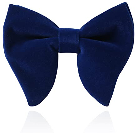 HOULIFE Papillon da uomo – Papillon regolabile in velluto pre-legato papillon monocolore con grandi farfalle per sposo matrimonio formale con confezione regalo, blu navy, 12x10cm