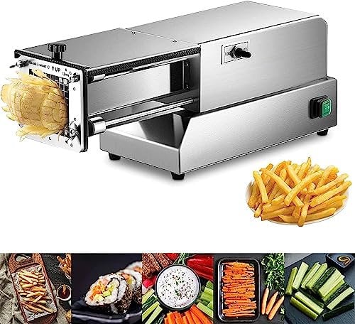 GBHJJ Tagliapatate Elettrico, Tagliapatate Professionale Professionale Macchina Automatica per Patatine Fritte Taglio di Patate Ad Alto Volume con 3 Lame di Diverse Dimensioni,10mm