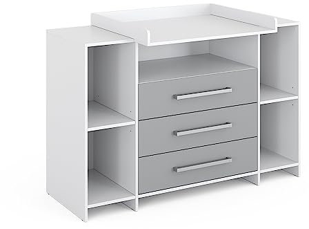 Vicco Commode à Langer Oskar, Gris, 143 x 100 cm XL avec tiroirs