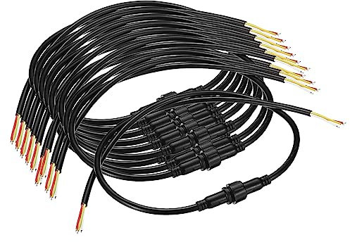YOKIVE 10 Pcs X-Connect Pigtail, Male and Female 3 Core Extension Cable, Keep Electronic Operation, Great for Outdoor Light (Black, 50CM, IP65, 18AWG)