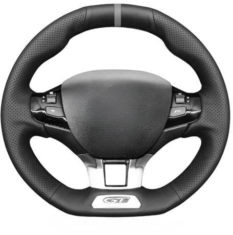 MEWANT Caches De Volant pour Peugeot 208 (GTI/GT Line/GT) / 308 (GT/GTI/GT Line) / 308 SW (GT/GT Line) / 2008 (GT Line) Enveloppe de Volant en Cuir Artificiel