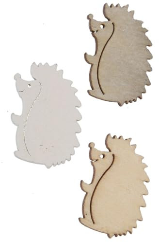 RiloStore 60 STK Igel aus Holz 3cm grau Weiss braun Holzigel Tischdeko o090 Herbstdeko Winterdeko Basteln Weihnachten Holz Tier Waldtiere