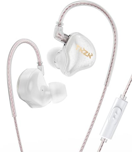 EZ EAR TKZK TK01 Auricular HiFi de Nivel básico, in Ear Monitor de Graves Profundos con Auricular Interno Tesla DD Altamente restaurado con Cable 2 Pin para música, Pop, ACG (Blanco, con micrófono)