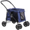 PawHut Hundewagen, faltbarer Hundebuggy, Hundetrolley mit Kissen, Katzenbuggy bis 20 kg, Katzenwagen für kleine und mittelgroße Hunde mit Seitentaschen, Netzfenster, Oxford-Gewebe, Blau