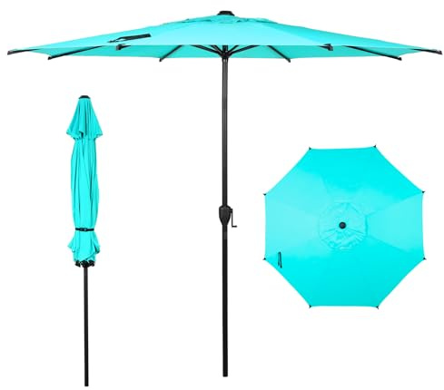 Abba Patio 7.5/9/11FT Lyon Outdoor Patio Umbrella Outdoor Table Umbrella with Push Button Tilt and Crank Market Umbrella 6/8/8 Sturdy Ribs UV Protection Waterproof for Garden Deck Backyard Pool