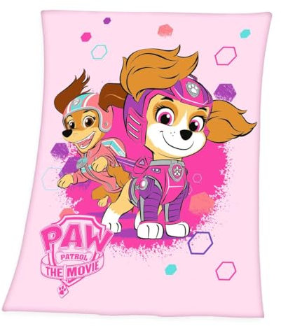 Herding Fleecedecke 130x170cm Paw Patrol The Movie Kuscheldecke Rosa Kinder Decke Fleece