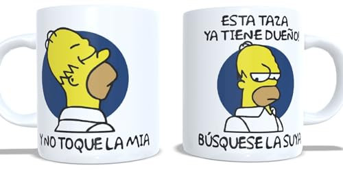 Taza de Cerámica No toques mi taza Hommer Simpson 11oz (350ml). Día del padre. Taza personalizada. Regalo. Cumpleaños. Aniversario. Navidad.
