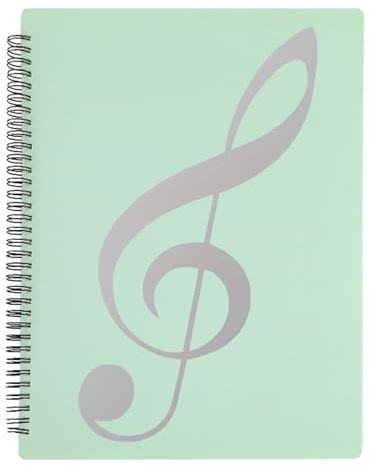 MUROAD A4 Sheet Music Folder, Spiral-Bound Music Organizer | Allow Annotations, Eliminate Glare,60 pages portable music Holder Binder(Green)