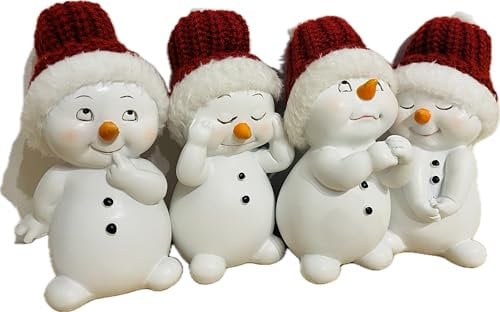 khevga Schneemann Figur Weihnachtsdeko Deko-Figuren Schneemann im 4er Maße ca. 6x6x11 cm