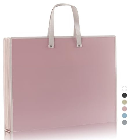 Swodition Kunst-Portfolio-Taschen, Aufbewahrungsbücher (58,9 x 46 cm) für Kunst-Portfolio-Ordner, Poster-Aufbewahrungstasche mit Reißverschluss und Griff, Netz-Ordner für Poster, Malerei, Rosa
