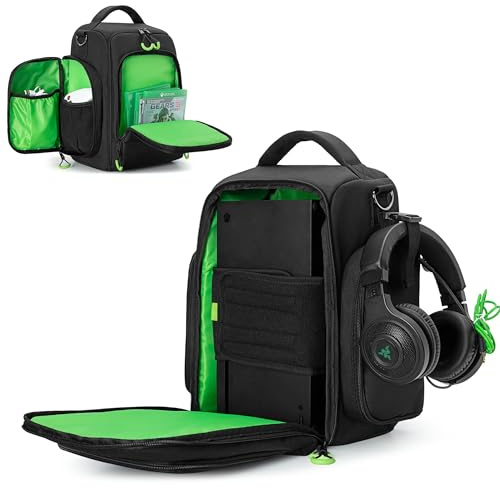 PGmoon Reise-Tragetasche kompatibel mit Xbox Series X/S, Schutztasche für Controller, Kabel und anderes Zubehör, Schwarz, Schwarz, Umhängetasche