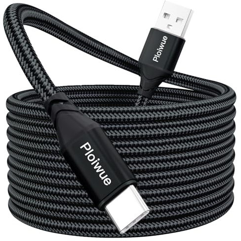Extra Long USB C Cable 8M, PS5 Controller Charging Cable Braided USB Type C Charger Cable Compatible with Samsung Galaxy S20/S10/S9, Huawei, PS5,Xbox, Switch Pro Controller etc. (black)