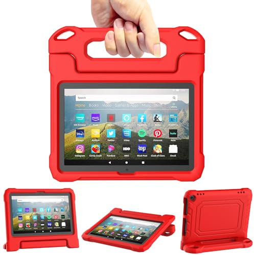 TrendGate Funda infantil de 8 pulgadas para 8 tabletas, ligera y segura para niños, con soporte para iPad, solo para 8 tabletas, color rojo