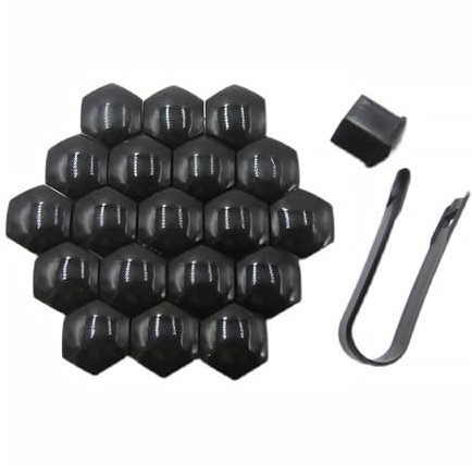 20 Pièces Cache Ecrou 19 mm, Cache Boulon Universels 19mm, Capuchons Protection Hexagonal Chrome Écrou avec Outil De Retrait (Noir)