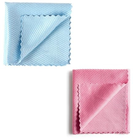 LQIOACU 2 Stück Mikrofasertücher Fensterputztücher Mikrofasertücher Auto Streifenfreie Allzweck Für Küche, Bad, Auto (Blau, Rosa)