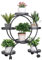 TYGYSDO blumenregal balkon blumen regal pflanzenregal blumenständer pflanzenständer blumenhocker blumentreppe pflanzentreppe gartenregal blumentopf mit füßen indoor metall blumenbank (Schwarz)