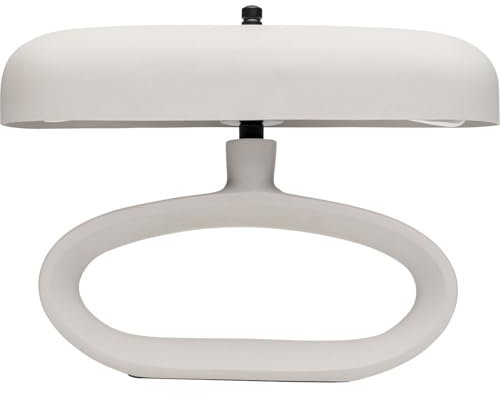 Kare Design Tischlampe Suki Beige, 26cm Höhe, Weiß, Oval, Metall, Edelstahl, Moderne Tischleuchte, Schlafzimmer, Büro, Wohnzimmer, Office, keine Leuchtmittel inklusive, 26x11x37 cm (HxBxT)