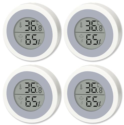 Termometro per interni ed esterni, 4 pezzi, termometro digitale, per interni, senza fili, stazione meteorologica, igrometro con sensore esterno, igrometro, termometro digitale, mini temperatura