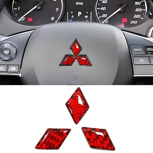 Auto Emblem Logo für Mitsubishi Space Star A00 I 2012-2019,Emblem Logo Aufkleber für Motorhaube Vorne und Hinten und Kofferraum Logo Abzeichen 3D Aufkleber,Red-