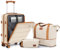 imiomo Koffer Trolleys Handgepäck ABS Hartschalenkoffer mit Laptopfach Reisekoffer mit TSA Schloss und 4 Rollen Der Gepäcksets Enthält 1 Reisetasche und 1 Kulturbeutel Weiß