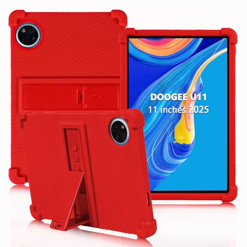 ATOOZ for DOOGEE U11 Case 11 Inch,Soft Silicone Kids Case for DOOGEE U11 Pro Tablet 2025/Teclast P50 Tablet with Stand (Red)
