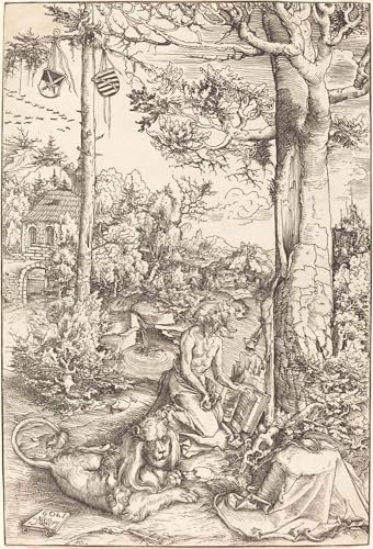 ARToPHIIU Wandkunst Dekorative Gemalde Kunst Poster Leinwanddruck Malerei Die Buße des Heiligen J. von Lucas Cranach dem Älteren Leinwand Druck für Heimtextilien 60x90cm