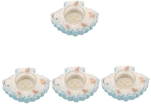 MAGICLULU 4 Stück Muschel-kerzenhalter Wärmer Flackern Flammenlos Gewächshaus Diffusor Lampe Soja Kerzenhalter Aus Harz Strandkerzenhalter Leuchter Mediterraner Tischaufsatz Hülse