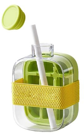 Ice Cube Bottle with Lid, 2-in-1 Water Bottle and Ice Cube Tray for Coffee, Juice, and Beverages, Easy Ice Release, Portable Ice Making Bottle for Freezer (Green, 500ml)