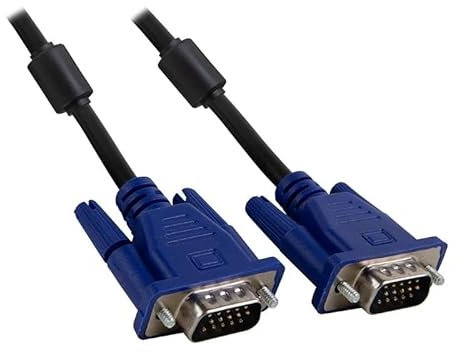 Glowster Câble de commutation VGA mâle-mâle de 2 m en noir, idéal pour connecter des appareils vidéo tels que des moniteurs et des projecteurs.