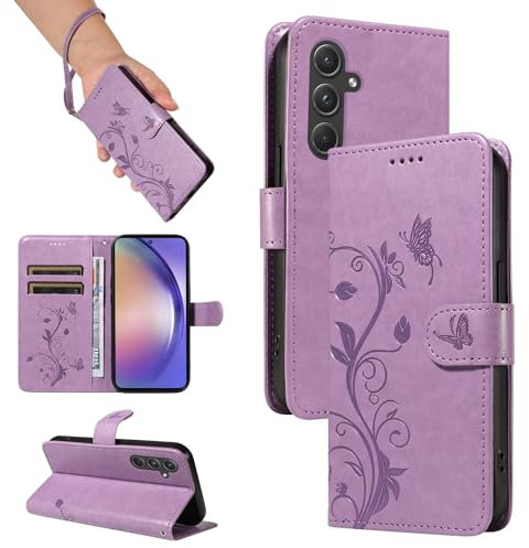 SRISHP Cover per Samsung Galaxy A55 5G, Magnetica Cover a Libro con Slot per Schede, Custodia in PU Pelle Portafoglio per Galaxy A55 5G, Viola