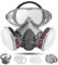 sykua Gas Mask with Safety Goggles and Filter, Respirator Mask Reusable Anti-Dust for Sanding,Building Work,Spray Painting,Chemical,Cutting,Machine Polishing,Woodworking, Agriculture