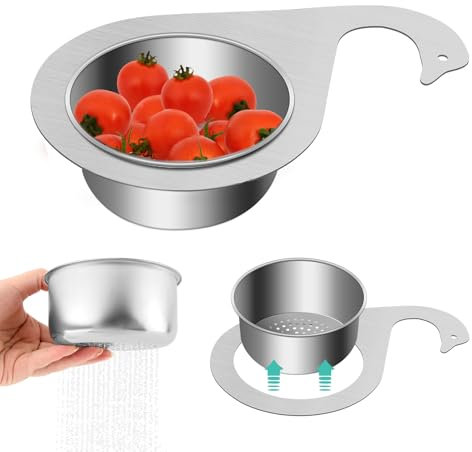 Stainless Steel Swan Sink Strainer Basket, Multi-Functional Removable Quick Drain Kitchen Tools, Faucet Hanging Filter Basket Corner Sink Strainer for Fruit Vegetable(Silver)